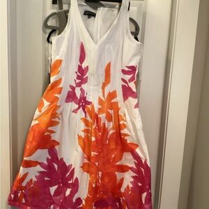 Jones New York White Midi Dress with Pink and Orange Floral Print